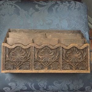 Mid century modern Lerner letter organizer MCM tiki bamboo design